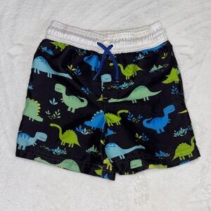 George Kids Black Dino Print Swim Shorts